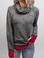 2021 Leisure Piled Collar Cotton Solid Color Pullover