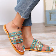 Large Size Flat Sandals Women's Ethnic Style Bohemian Pullover Toe Sandals