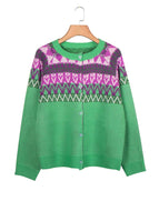 Pure Color Printed Knitted Sweater Sweater