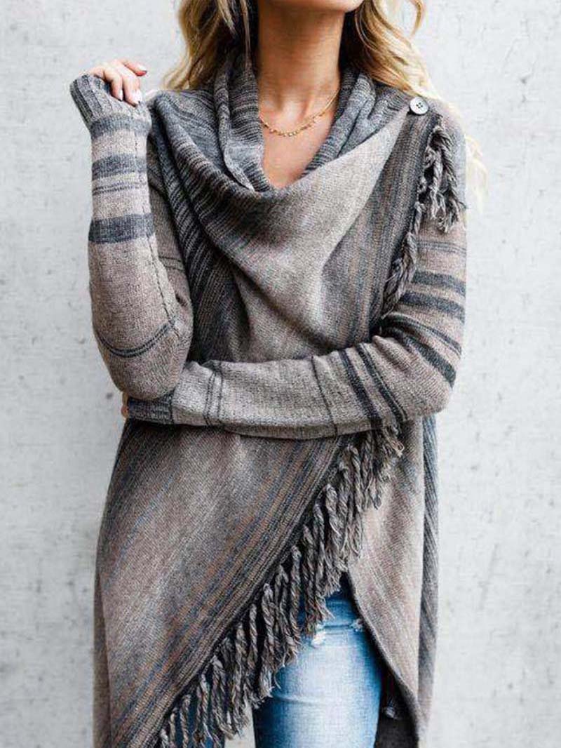 Striped Shawl Sweater