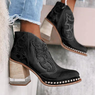 Women Rivet Welt Acrylic Heel Booties