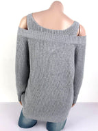 Autumn New Sexy Sling Strapless Solid Color Casual Long-sleeved Sweater