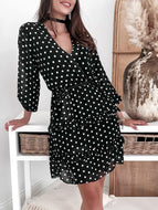 Sexy V-neck Polka Dot Dress