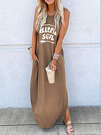 sleeveless letter casual dress