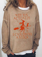 Yes I Can Drive A Stick Halloween Sweatshirt Fall Long Sleeve Top