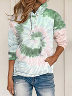 Casual Tie-dye Printed Loose Hooded Sweatshirt