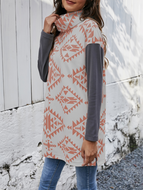 Patchwork Printed Long Sweater