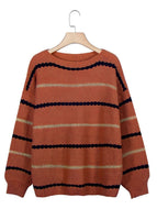 Autumn/Winter New Style Striped Stitching Long-sleeved Casual Loose Sweater