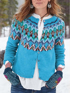 Pure Color Printed Knitted Sweater Sweater