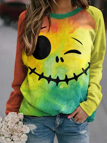 Halloween Nostalgic Raglan Sleeve Tie Dye Grimace Lilifairy Sweatshirt