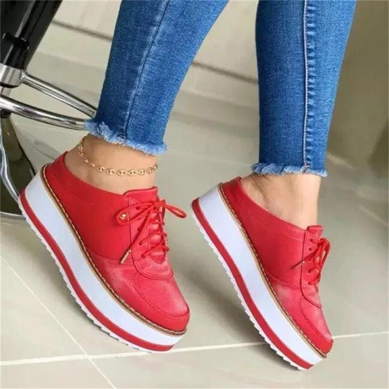 Lace-up Slip-on Shoes Thick-soled Casual European and American Plus Size Women's Casual Shoes Slippers