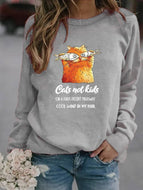 Cat Print Hooded Sweatshirt