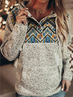 Printed Long Sleeve Pullover Hooded Sweatshirt Tops-1