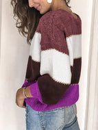 Casual Hit Color Crew Neck Sweater