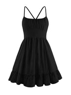 Summer New Sexy Suspenders Open Back Ruffle Dress