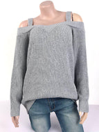 Autumn New Sexy Sling Strapless Solid Color Casual Long-sleeved Sweater