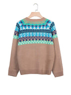 Pure Color Printed Knitted Sweater Sweater