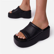 New Women's Slippers Platform Mid-heel Flip-flop Women's Large Size Sandals