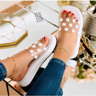 Fashion Pearl Flip Flops Platform Plus Size Sandals