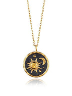 Vintage silver sun moon zircon necklace