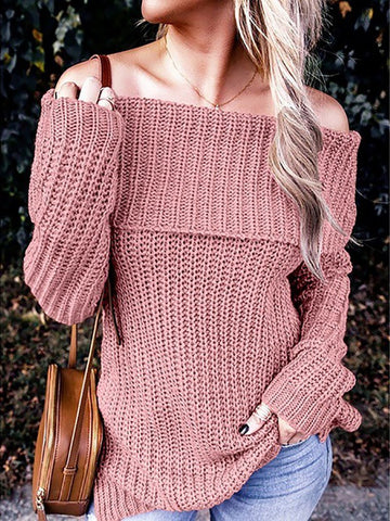 Off-the-shoulder Strapless Long Sleeves Knit Sweater