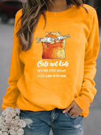 Cat Print Hooded Sweatshirt