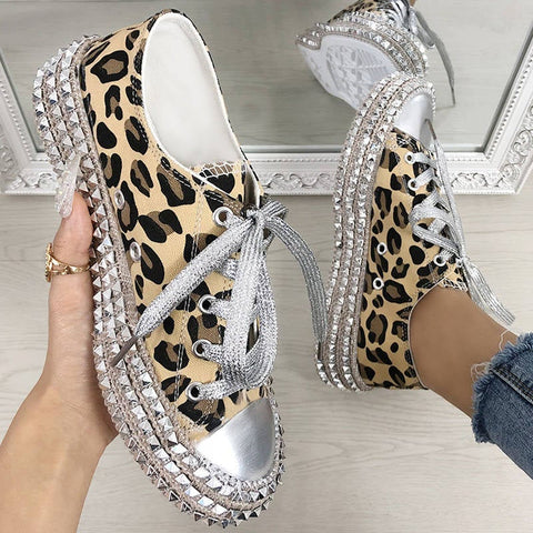 Studded Leopard Sneakers