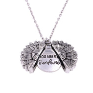 European and American Flower Necklace Alloy Sunflower Lettering Pendant Necklace Couple Jewelry Gift