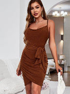 Fashion Strappy Skinny Buttock Hip Mini Dresses Sleeveless Belt Dress For Beach