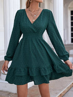 High Waist Long Sleeve Lace Dress