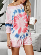 Women Home Wear Two-piece Casual Tie-dye Pajamas Suit