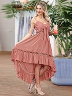 Summer Lace Irregular Suspender Skirt Plus Size Women's Mid-length Skirt Chiffon Slim Dress