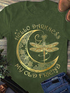 Moon Dragonfly Print Short-sleeved T-shirt