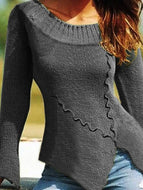 Retro Split Long Sleeve Knitted Sweater