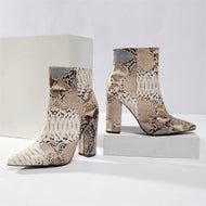 Snakeskin Print Sexy Boots