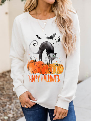 Women Cat And Pumpkin Sweatshirt