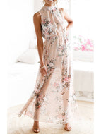 New Printed Sleeveless Slit Chiffon Dress Long Ladies Robe Ins Style Maxi Dresses