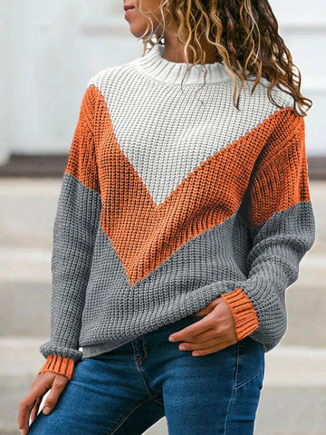 Relaxed Long Sleeve Ribbed Knit Sweater