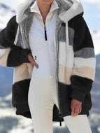 Contrasting Lamb Wool Padded Coat