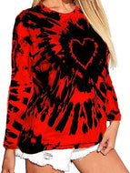 Autumn Love Tie-dye Printed Long-sleeved T-shirt