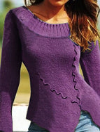 Retro Split Long Sleeve Knitted Sweater