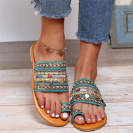 Large Size Flat Sandals Women's Ethnic Style Bohemian Pullover Toe Sandals