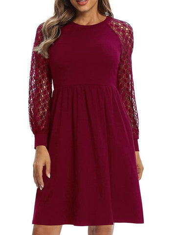 Lace Stitching Long-sleeved Dress