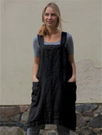 Women's Cotton Linen Apron Long Girth Loungewear Loose Long Dress