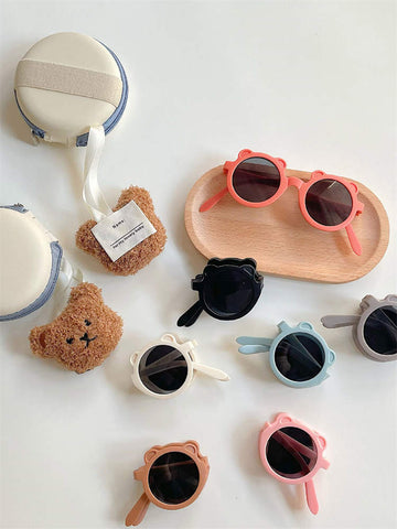 Bear Foldable Children's Sunglasses Set with Box