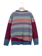 Striped Color Block Loose Long-sleeved Sweater