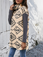 Patchwork Printed Long Sweater