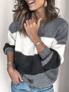 Casual Hit Color Crew Neck Sweater