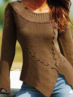 Retro Split Long Sleeve Knitted Sweater