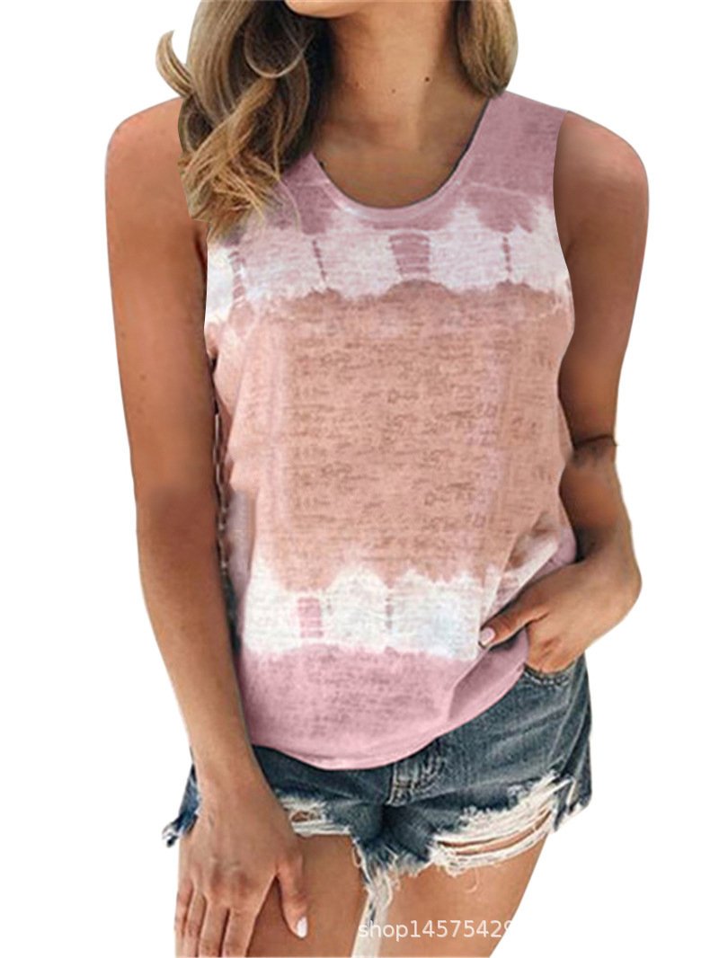 Loose Round Neck Positioning Printed Vest Top